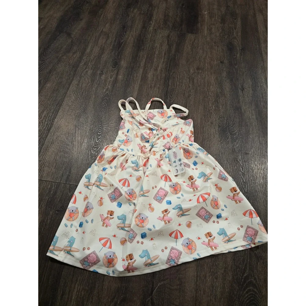 Pete + Lucy Girls Beach Animal Print Sundress 3T NWT P+Lush Pink Blue Cream
